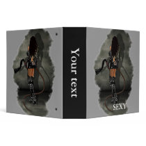 Dominatrix with Whips (Gray) 3 Ring Binder