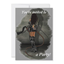 Dominatrix with Whips (Gray) Custom Invite