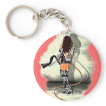 Dominatrix with Whips (White) Keychain