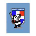 This cute little panda is ready to play for the Dominican team! Panda holds a bat and is about to swing at the ball. Great for fans of the Dominican Republic baseball team or Dominican baseball players.