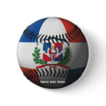 Dominican Republic Flag Covered Baseball Buttons