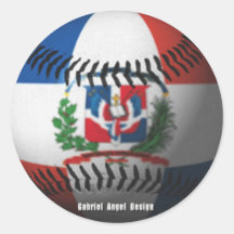 Dominican Republic Flag Covered Baseball Round Sticker