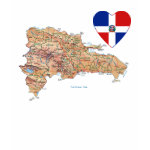 Dominican Republic Flag Heart + Map Fitted AA T-Shirt