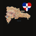Dominican Republic Flag Heart Map Fitted AA T-Shirt