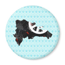 Dominican Republic Trendy Peace Sign with Dominica Magnet