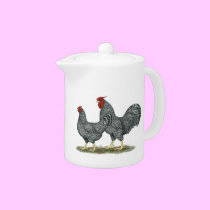 Dominique Chickens teapots