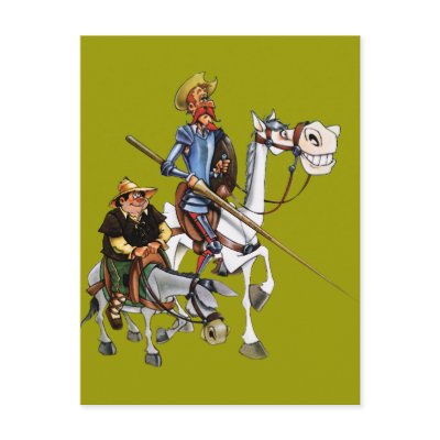 DON QUIJOTE, SANCHO, ROCINANTE y RUCIO - Cervantes Postcard by QUIXOTEdotTV