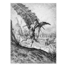 Don Quixote and the Windmills Post Card