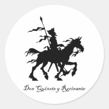Don Quixote y Rocinante Round Sticker
