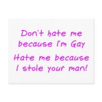Don’t hate me because im gay postcards