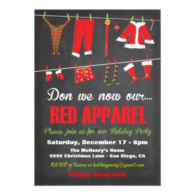 Don We Now Our Red Apparel - Fun Christmas Party Invitation