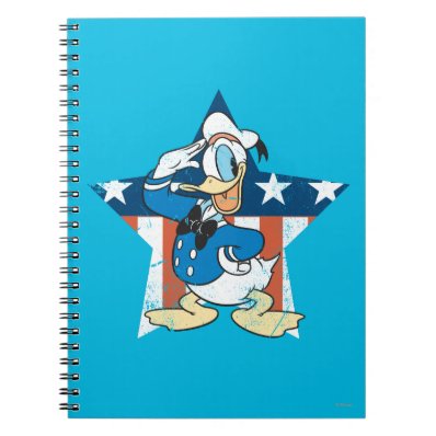 Donald Duck Salutes With Patiotic Star Spiral Notebooks
