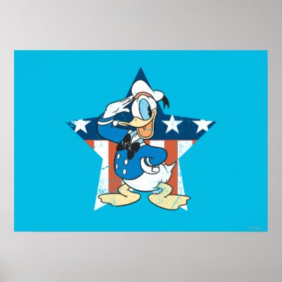 Donald Duck Salutes With Patiotic Star Poster