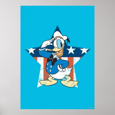 Donald Duck Salutes With Patiotic Star Poster