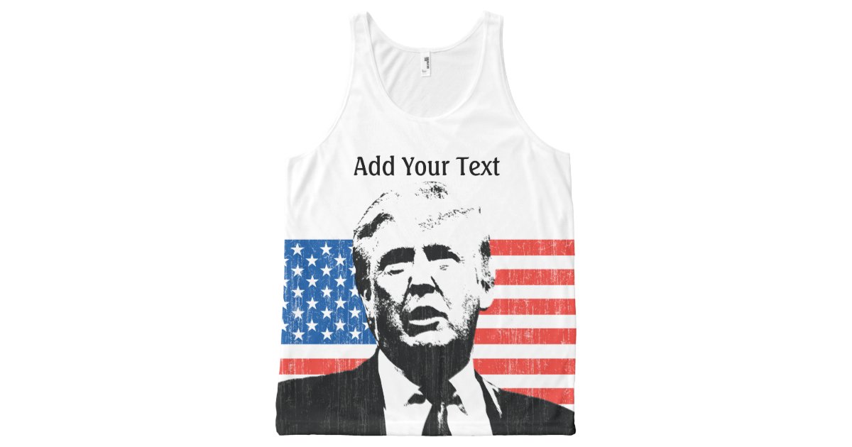 Donald Trump American Flag Custom Text AllOver Print Tank Top Zazzle