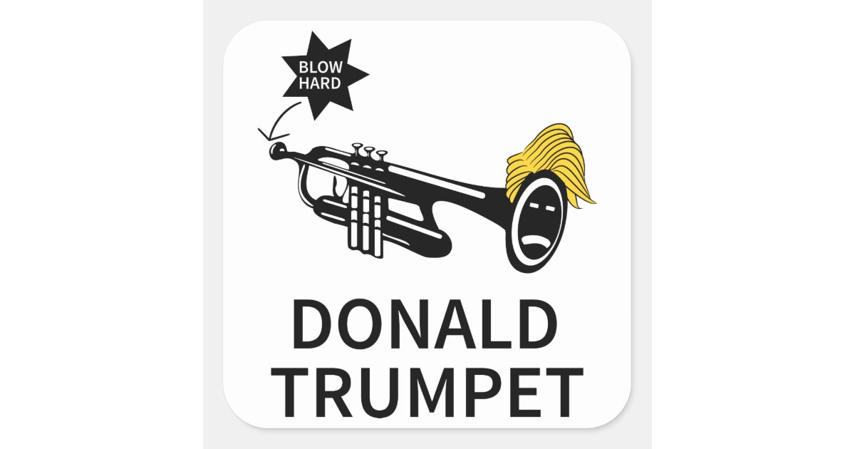 Donald Trump Trumpet Funny Square Sticker Zazzle