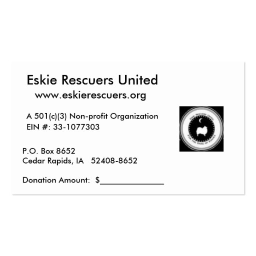 Donation Receipt Cards Business Card Template (front side)