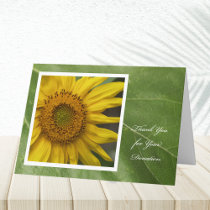 Donation Thank You Card -- Sunflower Thank You