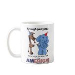 Donkey and Elephant Enough Partying! mugs