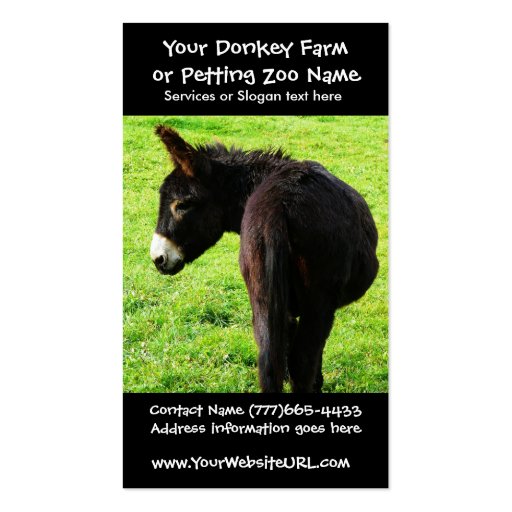 Donkey Farmer or Ranch Business Card Template (front side)