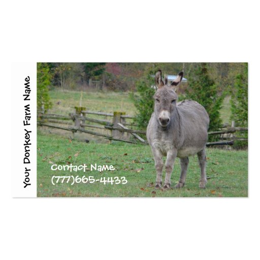 Donkey Farming, Services or Boarding Business Cards (front side)