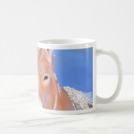 donkey in the snow coffee mug