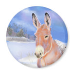 donkey in the snow magnet
