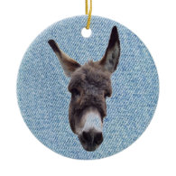 Donkey on Denim Ornament