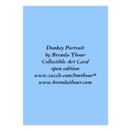 Donkey Portrait ArtCard Business Card (back side)