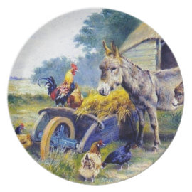 Donkey Rooster Chicken Hey farm Party Plates