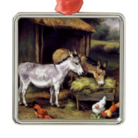 Donkey rooster farm christmas ornaments