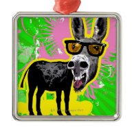 Donkey Wearing Sunglasses Christmas Ornaments