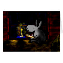 donkey writing by candlelight card