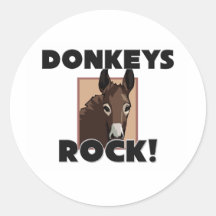 Donkeys Rock Round Sticker
