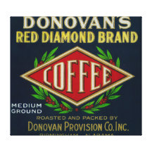 Donovan's Coffee LabelBirmingham, AL Gallery Wrap Canvas