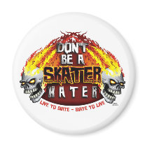 skate, skateboard, street, skull, skulls, flames, skateboarding, board, deck, sport, sports, skating, Magnet with custom graphic design