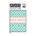 Don't Be A Square Aqua You're Invited! Postage Stamp