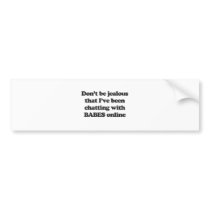 DON'T BE JEALOUS THAT I'VE BEEN CHATTING WITH BABE bumper stickers