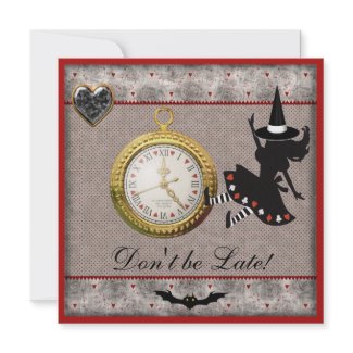 Don&#39;t be Late Alice Witch Halloween Party Invites