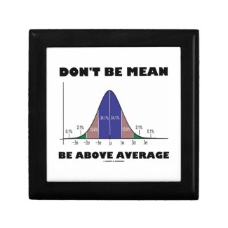 Don't Be Mean Be Above Average (Bell Curve Humor) Jewelry Box