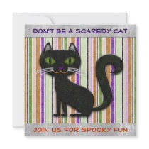 Don't Be Scared Halloween Cat Decorative Design invitations by BedazzledByZazzle Don't Be Scared Halloween Cat Decorative Design invitations