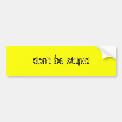 don't be stupid bumper sticker | Zazzle