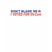 Don't Blame Me I Voted For McCain t-shirts