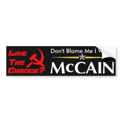Don't Blame Me I Voted McCain Bumper Stickers by stephanose