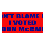 Don't Blame Me I Voted McCain Custom Photo Card