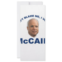 Don't Blame Me I Voted McCain Rack Card