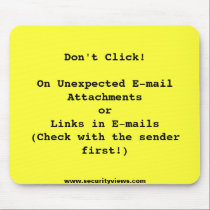 Don't Click on Email Attachments Mouse Pad mousepads