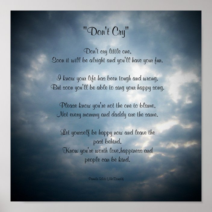 Don T Cry Poem Poster Zazzle