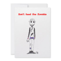 Don't feed the Zombie invitations