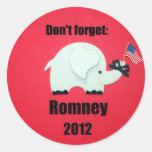 Don't forget: Romney 2012 Round Stickers